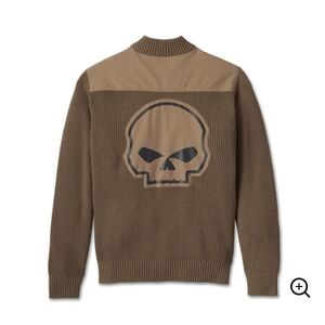 Harley-Davidson Willie G Skull Sweater Zip Knit Stone Gray XL NEW